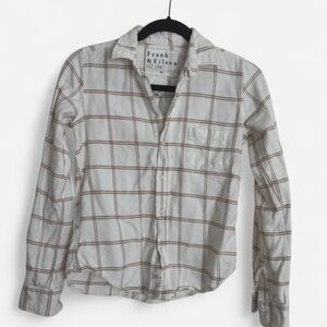 Frank & Eileen Barry Woven Long Sleeve Button Up Shirt Camel Windowpane XXS